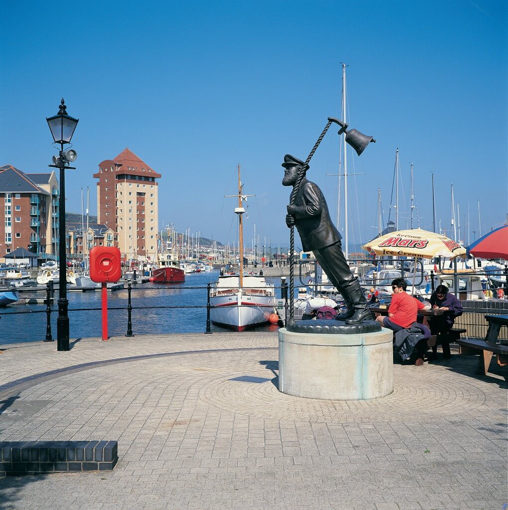 Statue of Captain Cat from Under Milk Wood at Swansea Marina